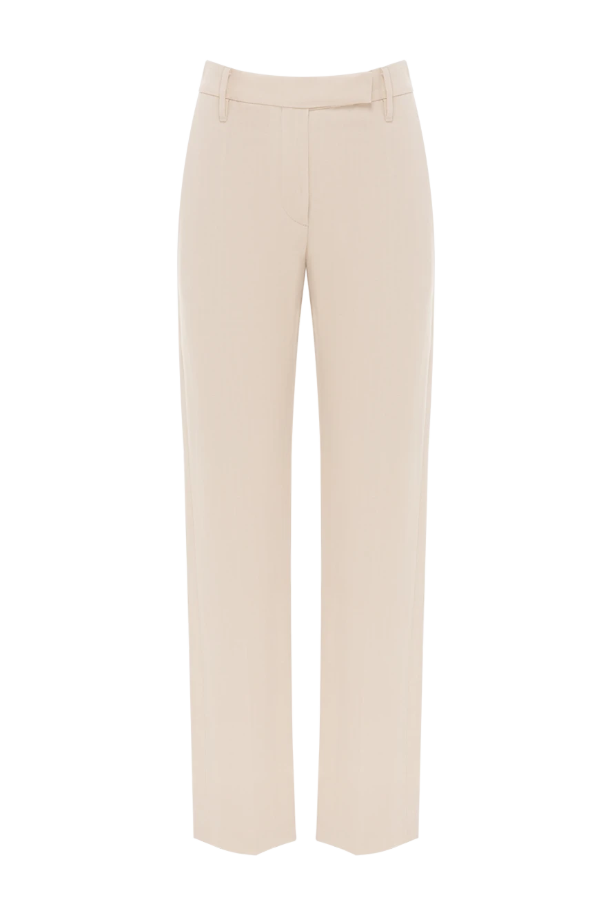 Brunello Cucinelli beige women's trousers with monil chain 188329 - photo 1