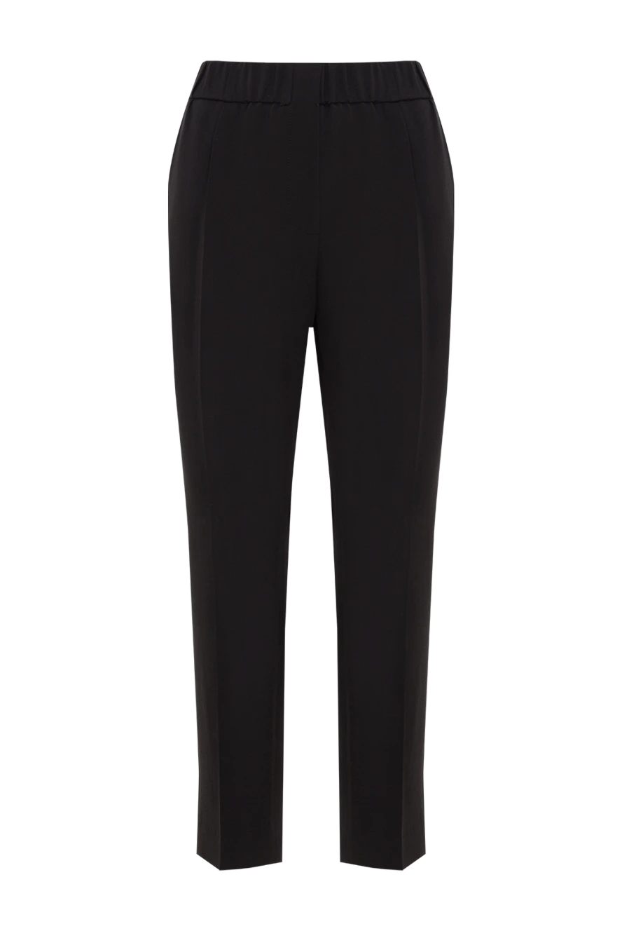 Brunello Cucinelli чорні штани жіночі з еластичним поясом 188337 - фото 1