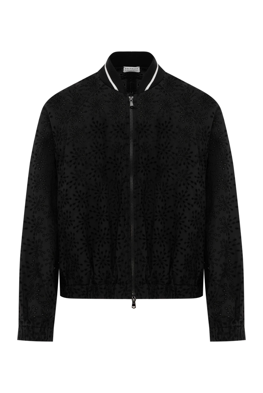 Brunello Cucinelli черный хлопковый бомбер broderie anglaise женский 188342 - фото 1