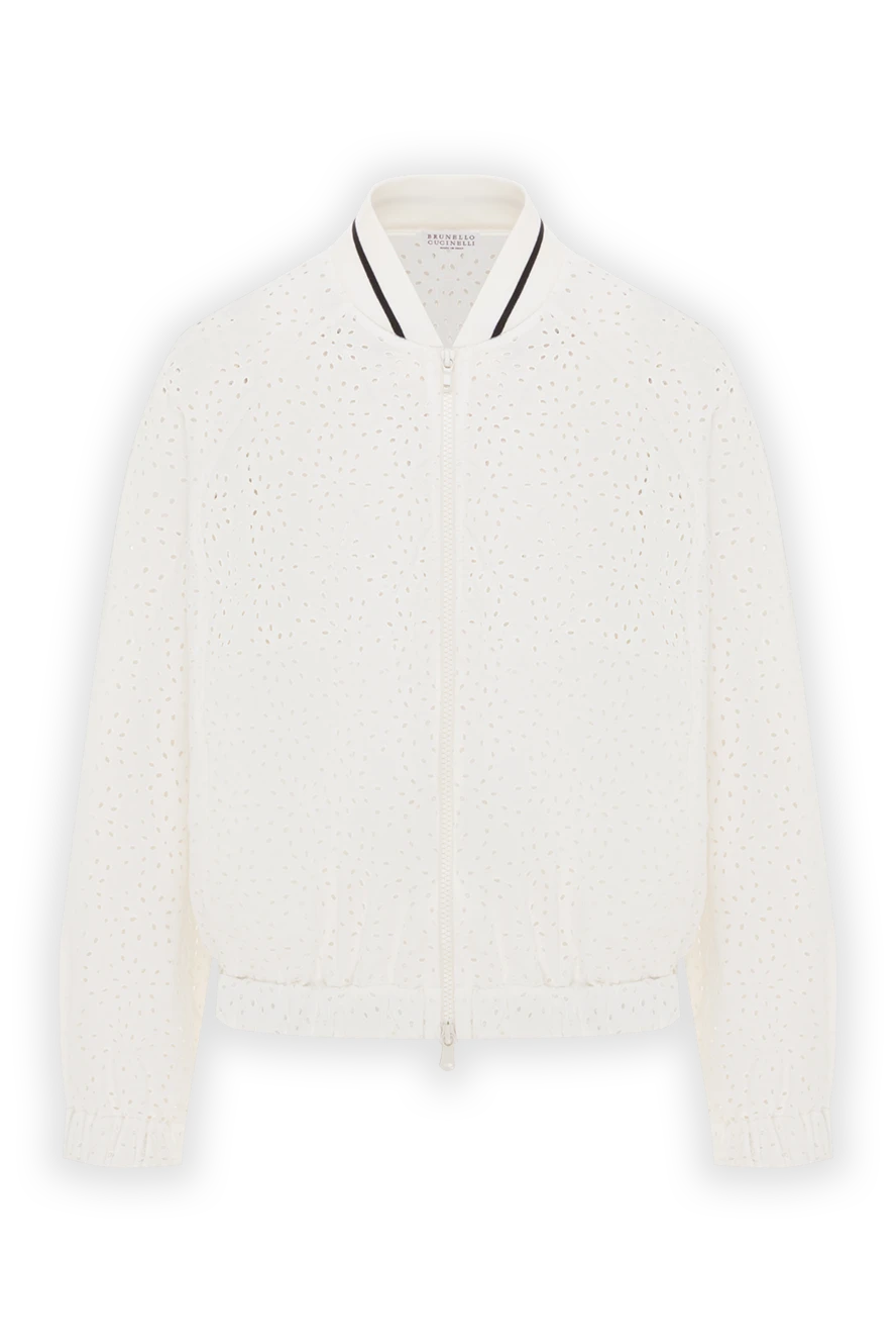 Brunello Cucinelli белый хлопковый бомбер broderie anglaise женский 188343 - фото 1