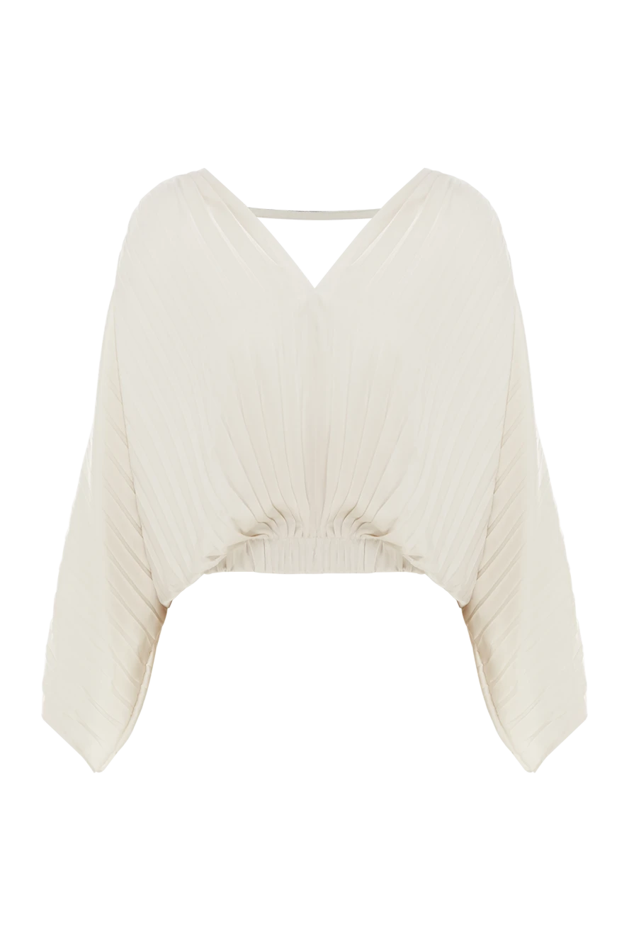 Brunello Cucinelli плісована блузка бежева жіноча з ланцюжком моніль 188345 - фото 1