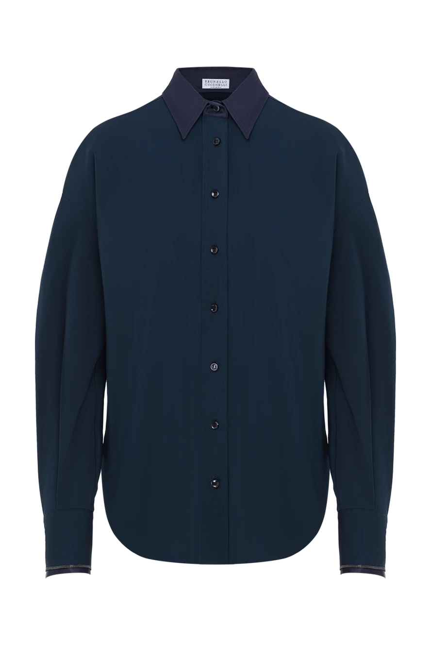 Brunello Cucinelli сорочка жіноча синя з ланцюжком моніль 188348 - фото 1