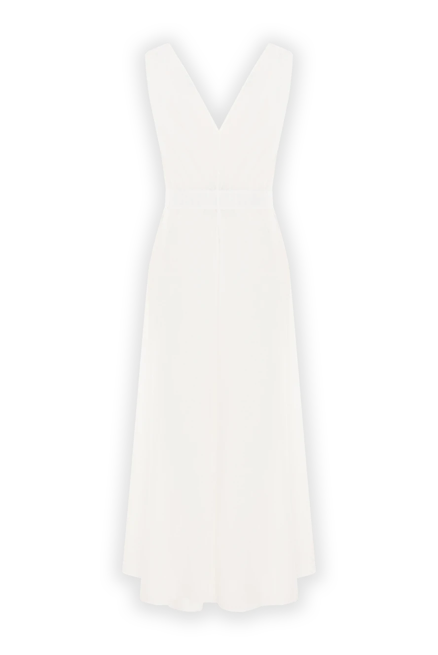 Brunello Cucinelli біла сукня з v-подібним вирізом та поясом 188356 - фото 1