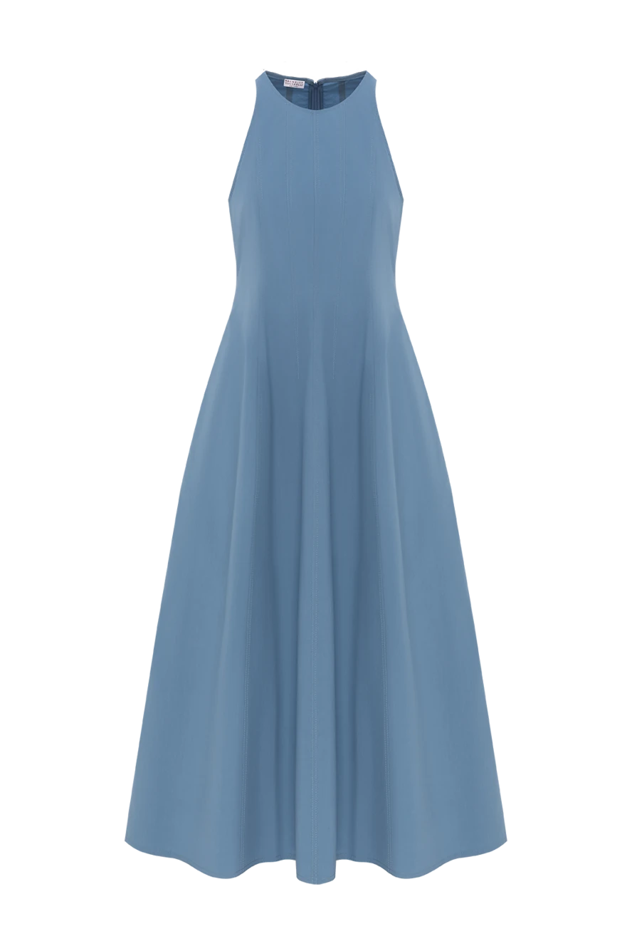 Brunello Cucinelli платье из синего хлопка без рукавов 188360 - фото 1