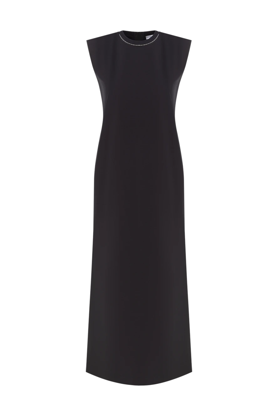 Brunello Cucinelli черное женское платье без рукавов с окантовкой воротника 188365 - фото 1