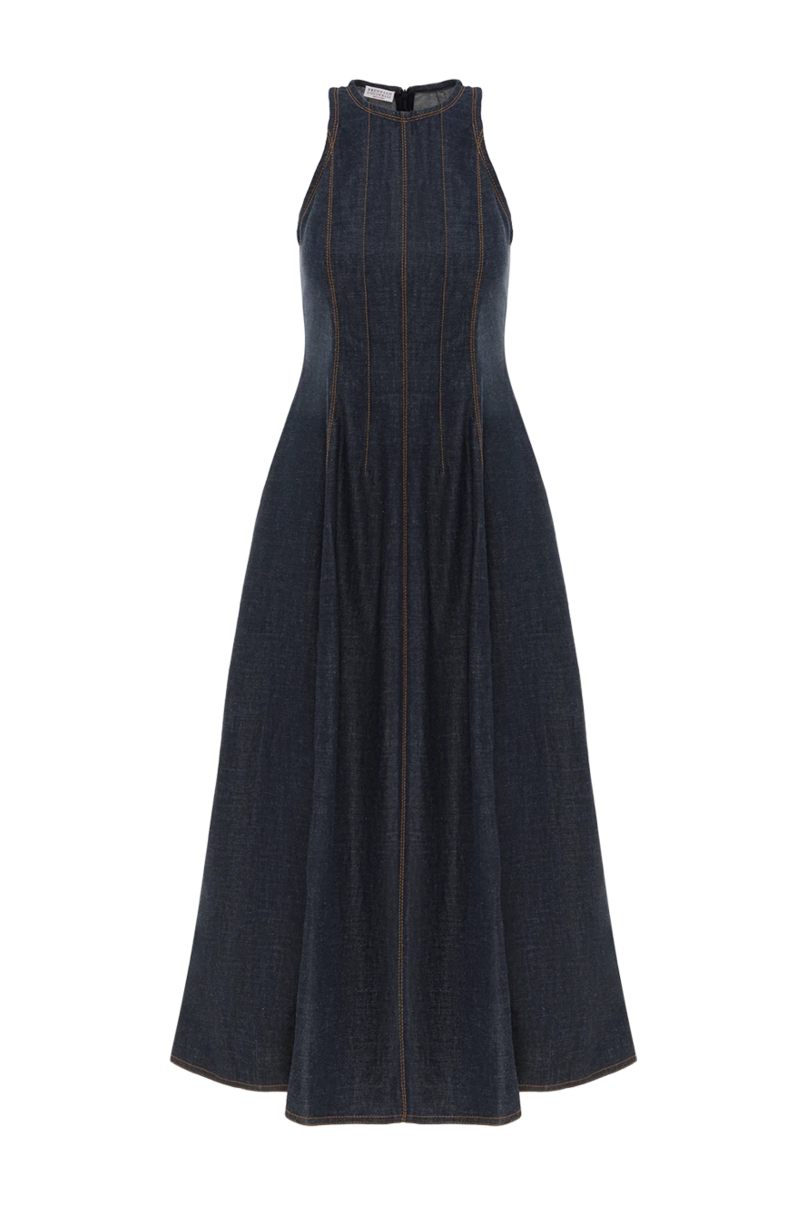 Brunello Cucinelli джинсовое платье макси без рукавов синее 188371 - фото 1