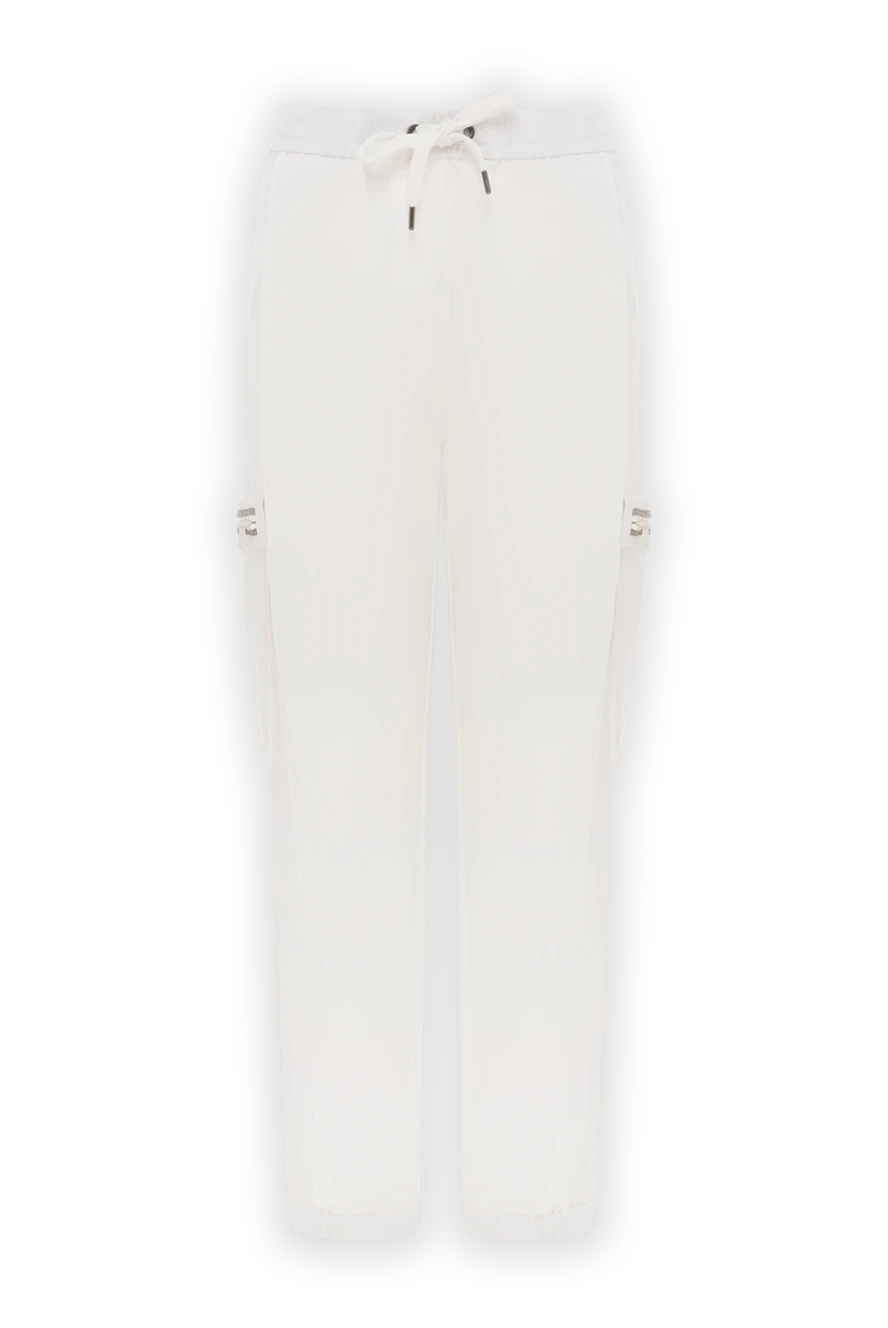 Brunello Cucinelli white cotton trousers with drawstring and pockets on the legs 188376 - photo 1