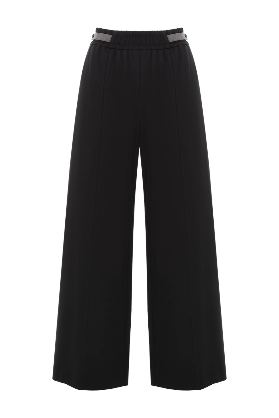 Brunello Cucinelli wide-leg trousers with elastic band, black, women's 188377 - photo 1
