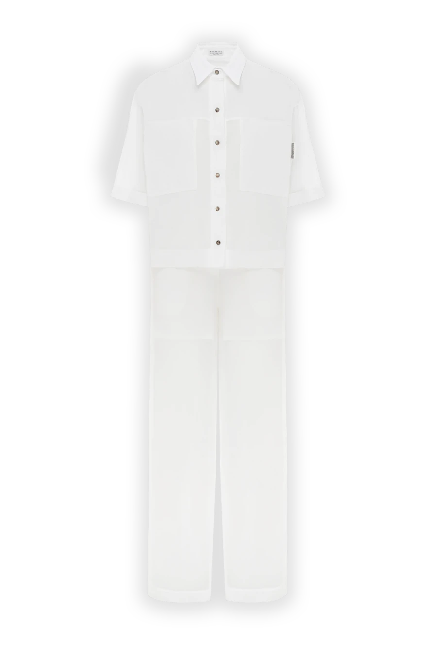 Brunello Cucinelli white organza trousers suit with monil chain 188379 - photo 1