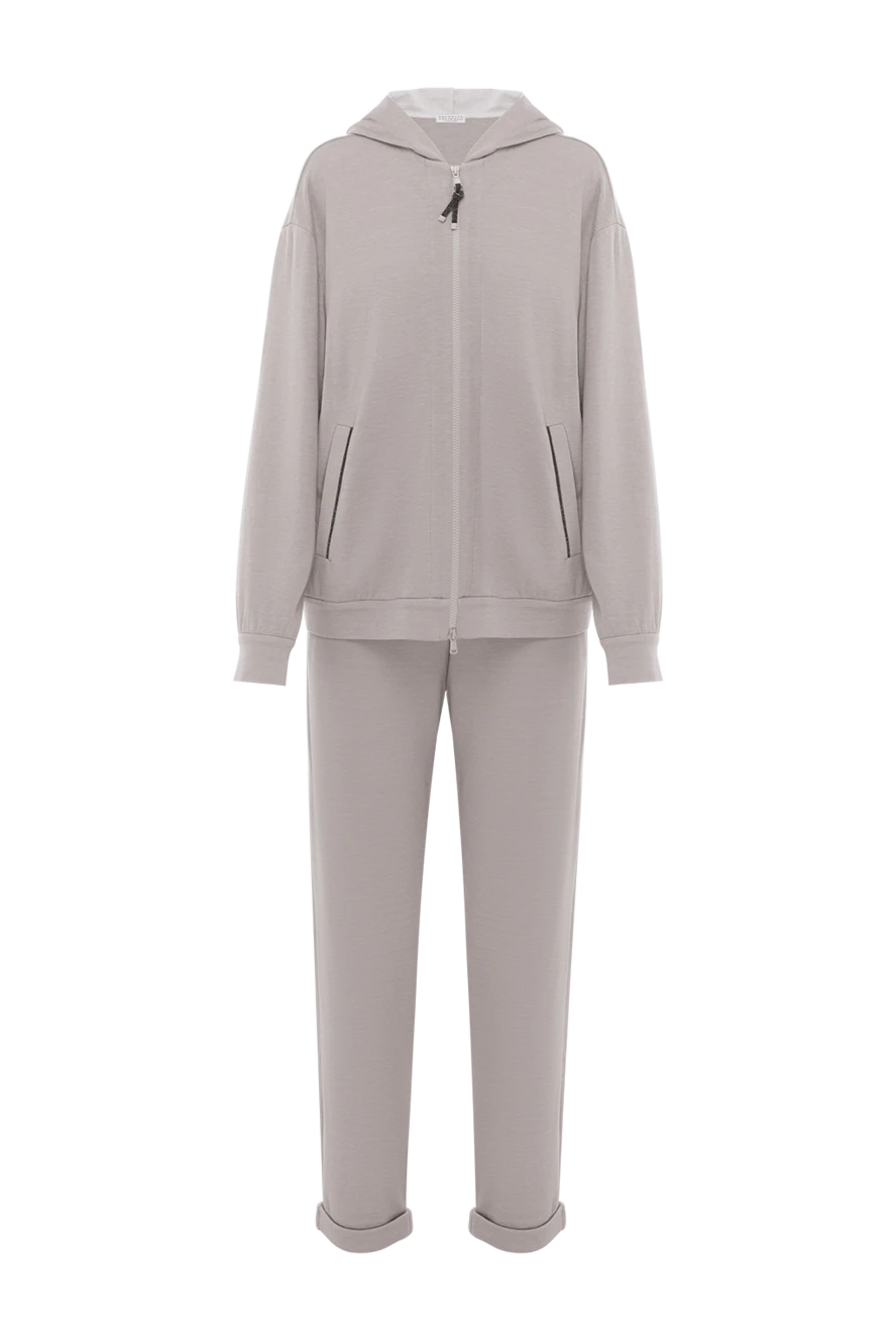Brunello Cucinelli beige cotton and silk tracksuit with hood 188381 - photo 1