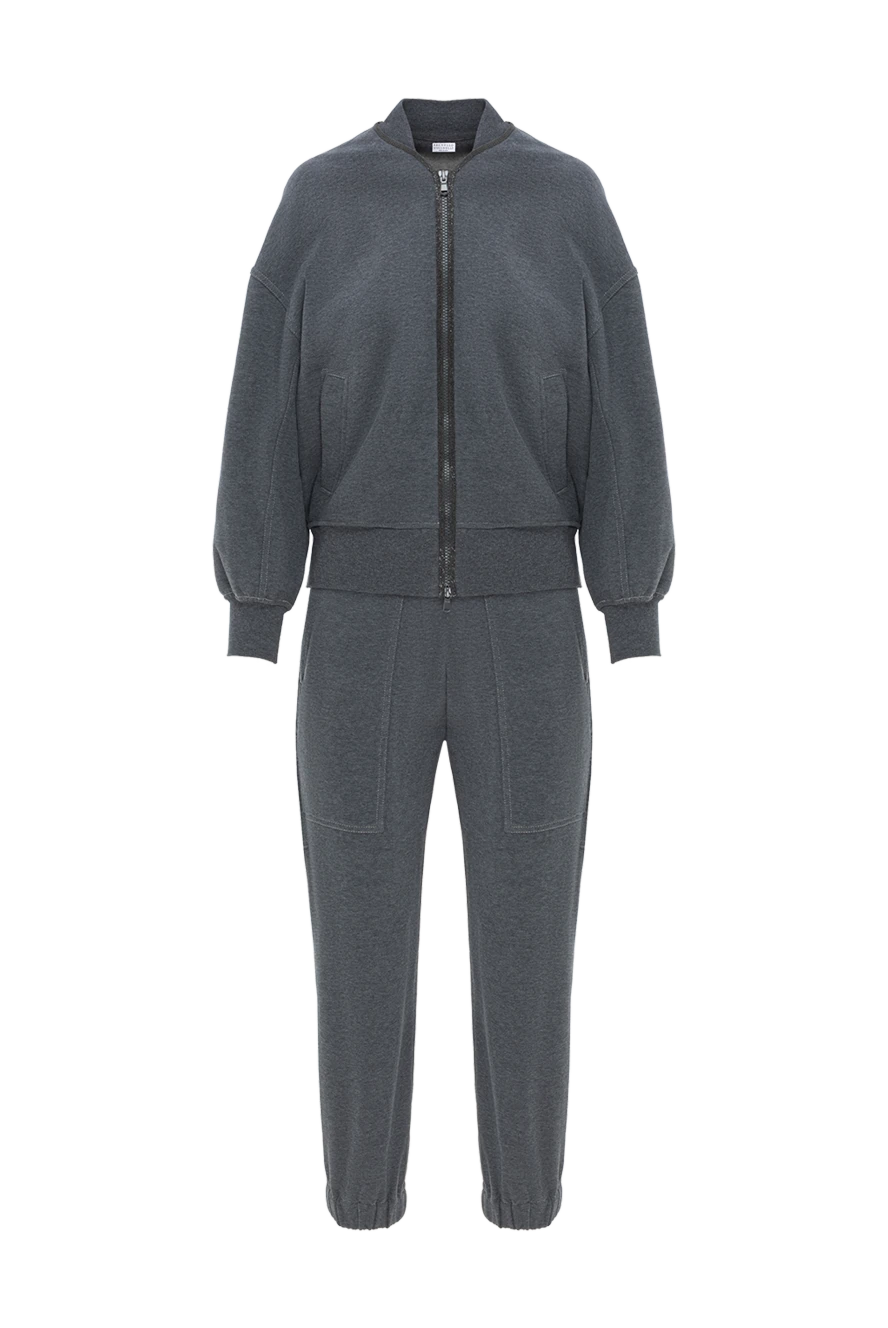 Brunello Cucinelli gray women's cotton tracksuit decorated with a monili chain 188382 - photo 1
