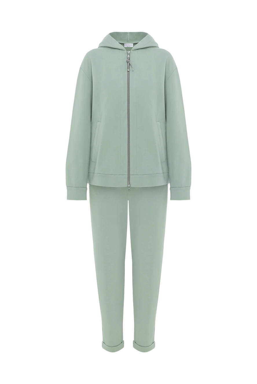 Brunello Cucinelli green women's tracksuit made of cotton fleece with a hood 188389 - photo 1
