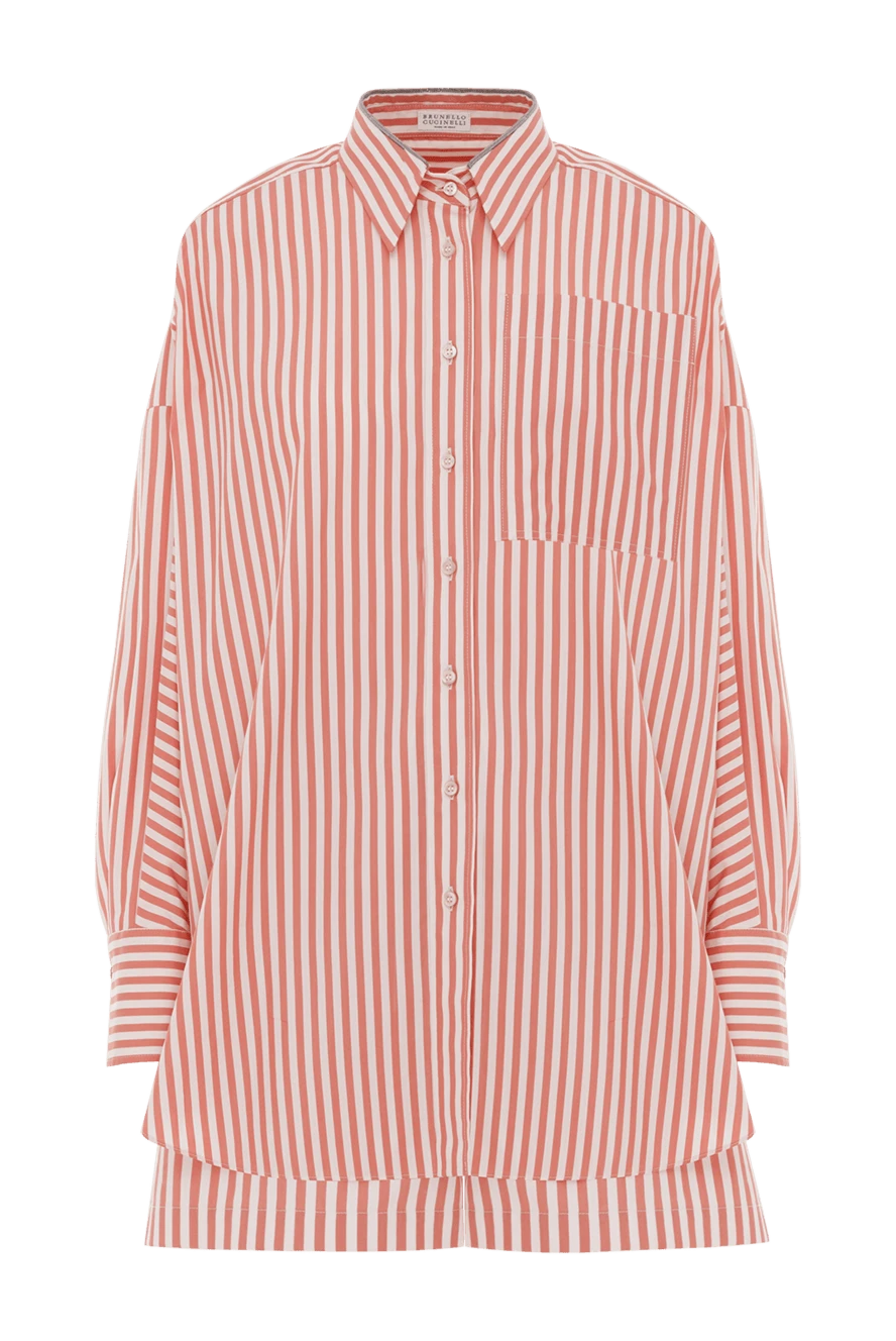 Brunello Cucinelli красный костюм с шортами свободного покроя из хлопка и шелка в полоску 188390 - фото 1