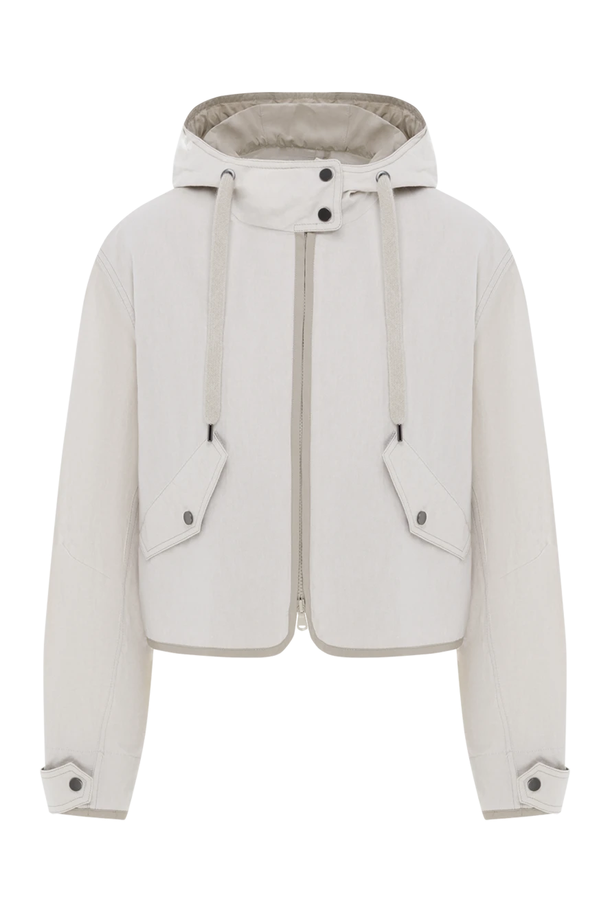 Brunello Cucinelli коротка жіноча куртка з бавовняної суміші з капюшоном 188396 - фото 1