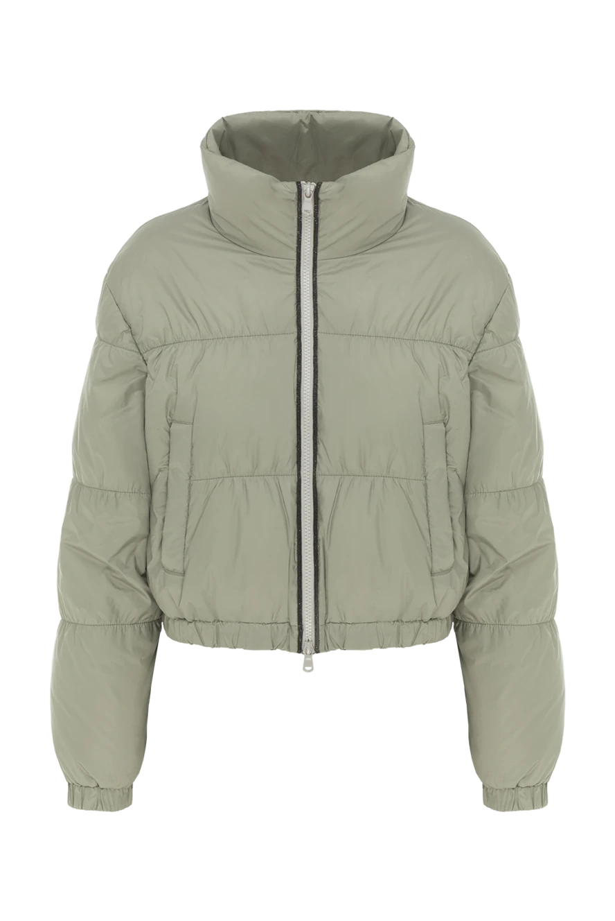 Brunello Cucinelli зелений пуховик з ланцюжком моніль та високим коміром 188401 - фото 1