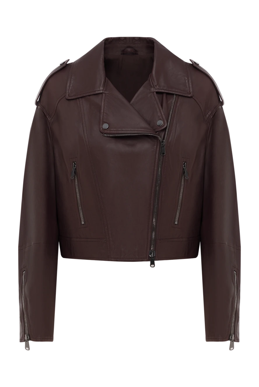 Brunello Cucinelli biker leather jacket brown women 188403 - photo 1