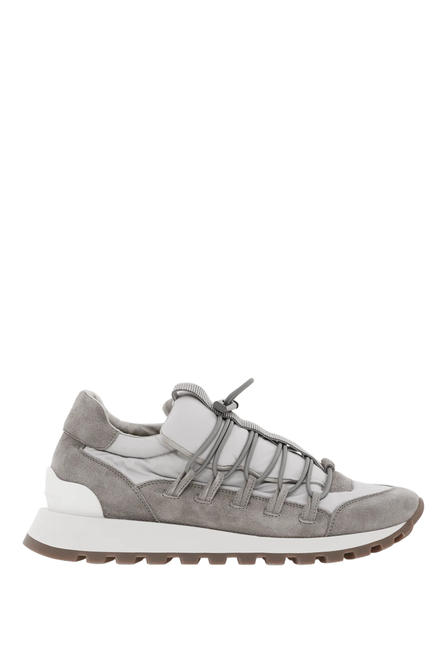 Brunello Cucinelli кросівки зі вставками із замші сірі чоловічі 188414 - фото 1