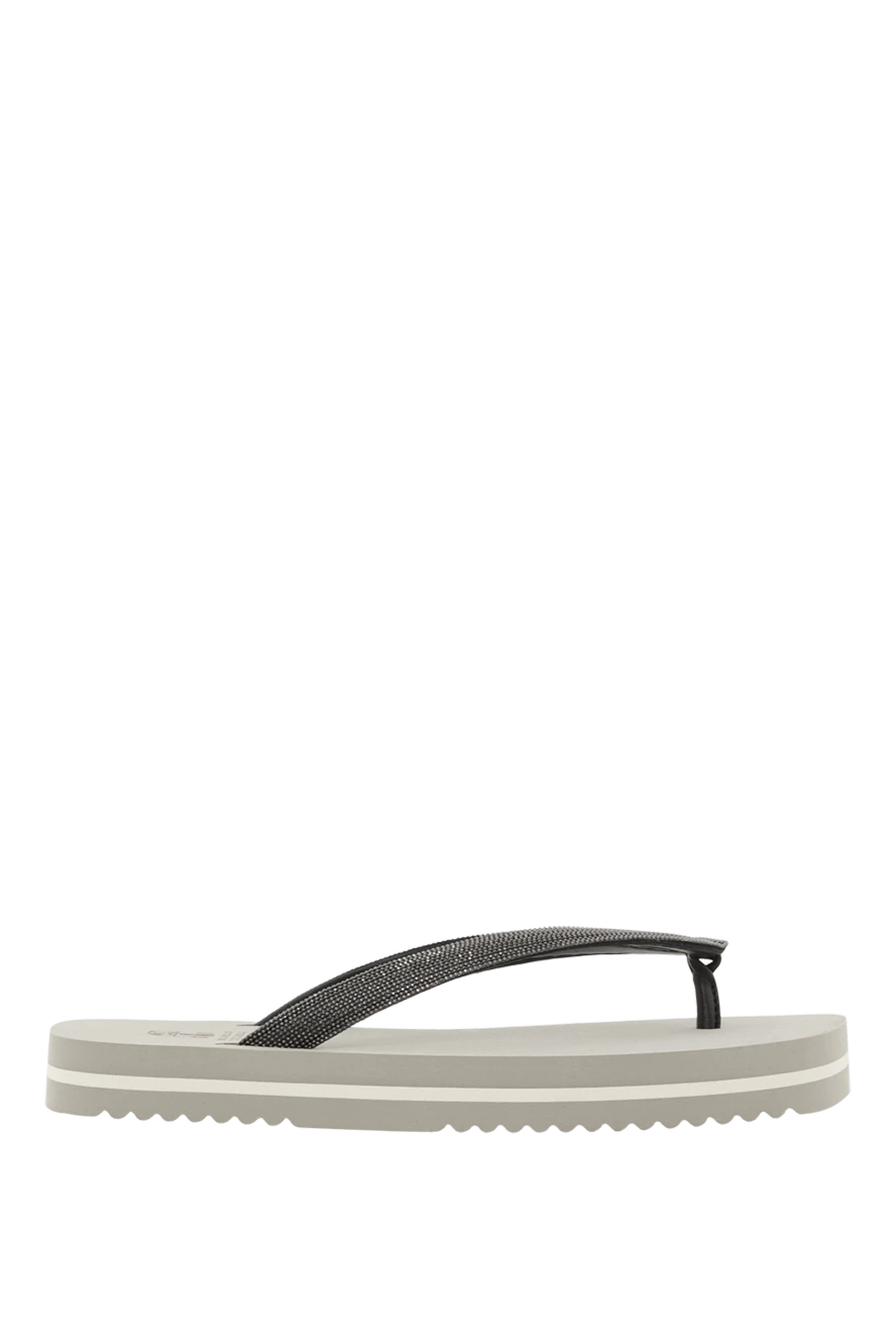 Brunello Cucinelli шльопанці-в'єтнамки precious з ланцюжком моніль сірі чоловічі 188416 - фото 1