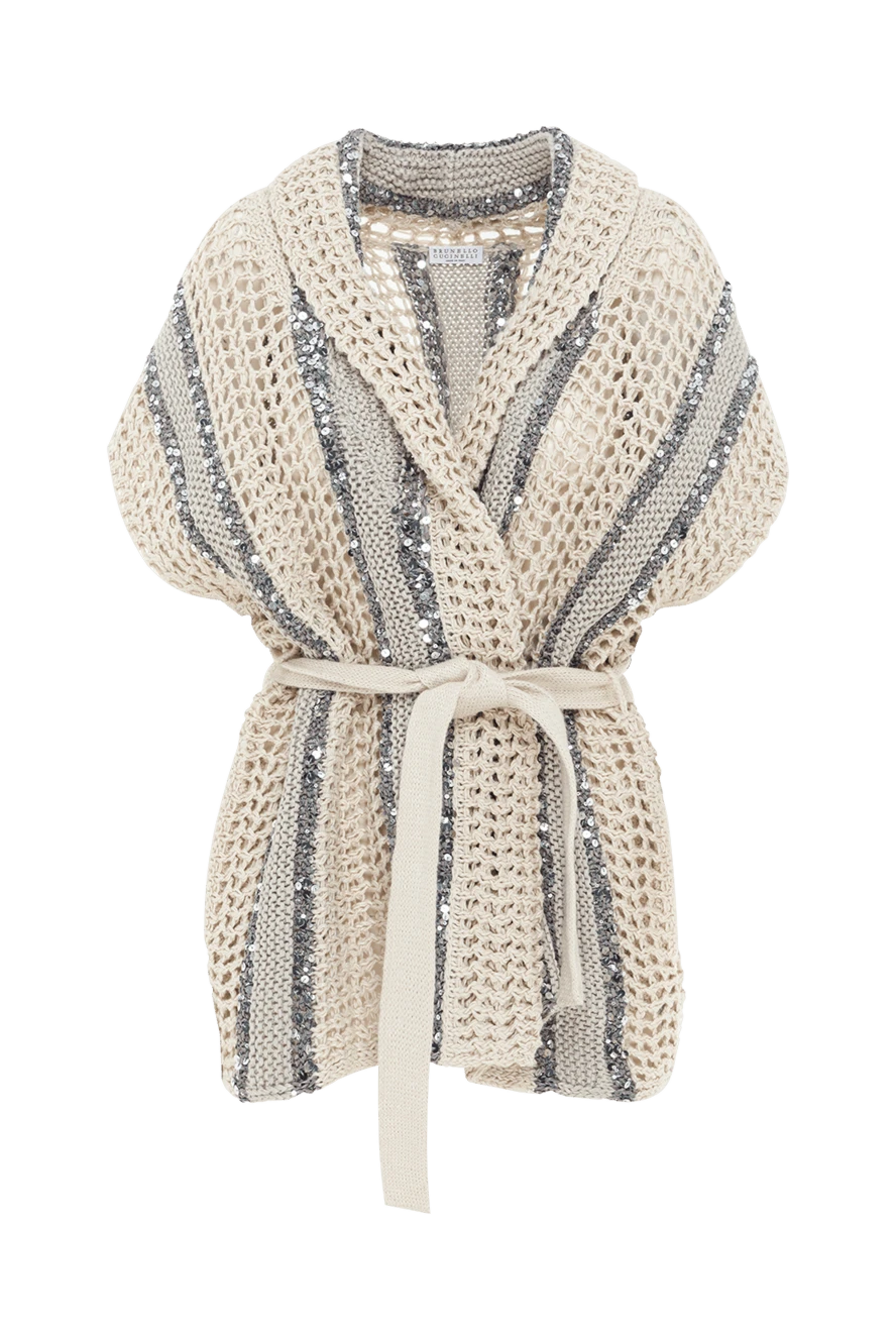 Brunello Cucinelli knitted cardigan with a belt, decorated with sequins 188418 - photo 1