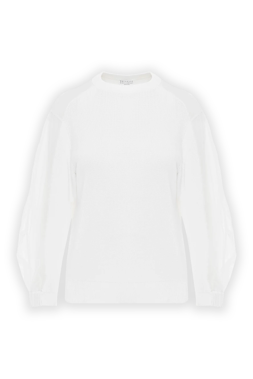 Brunello Cucinelli white ribbed cotton jumper 188435 - photo 1