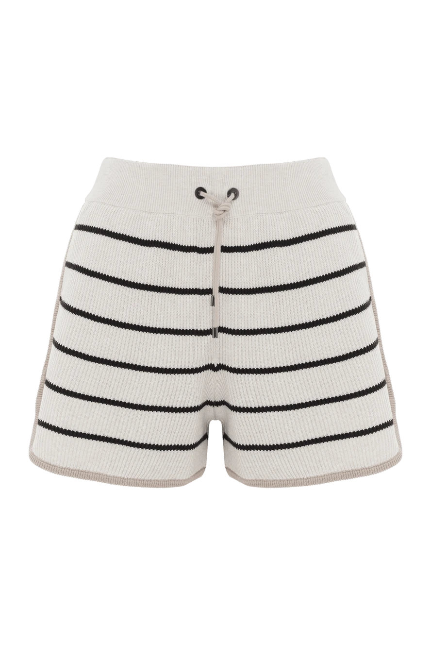 Brunello Cucinelli striped cotton knitted drawstring shorts for women 188482 - photo 1
