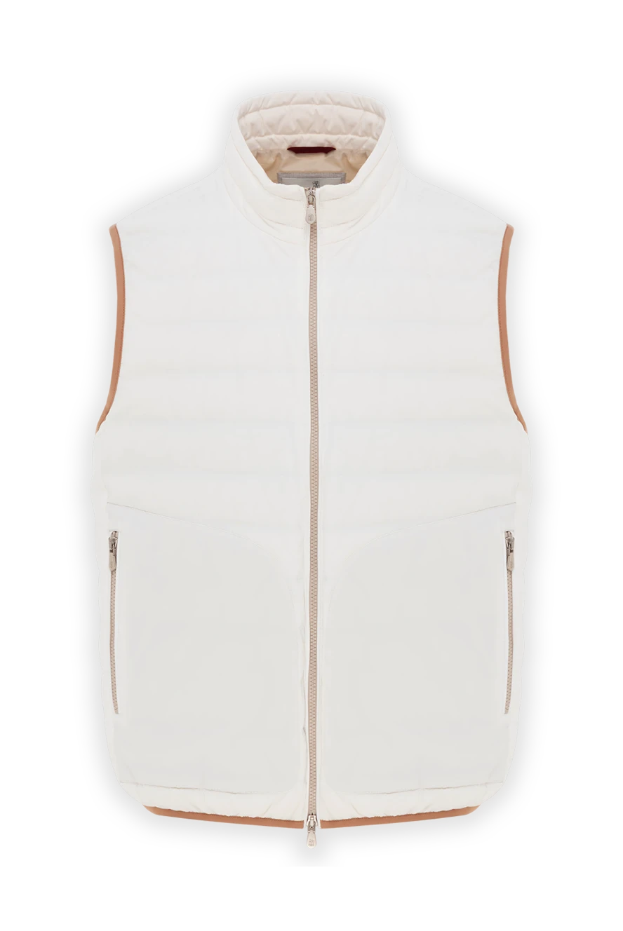 Brunello Cucinelli стьобаний білий жилет чоловічий з окантовкою на блискавці 188675 - фото 1