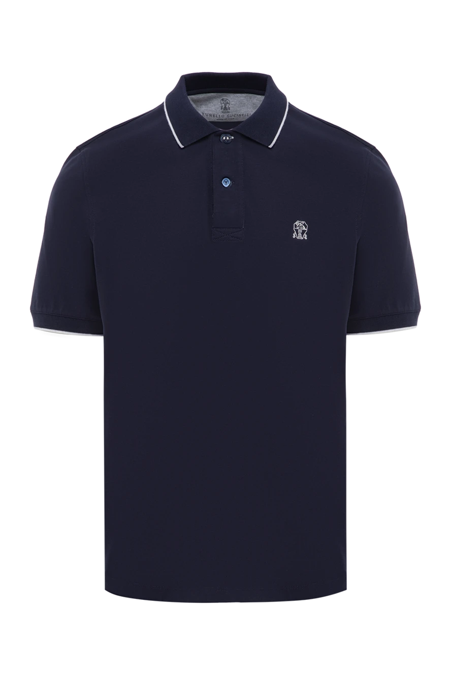 Brunello Cucinelli рубашка-поло мужское с логотипом синее из хлопка 188701 - фото 1