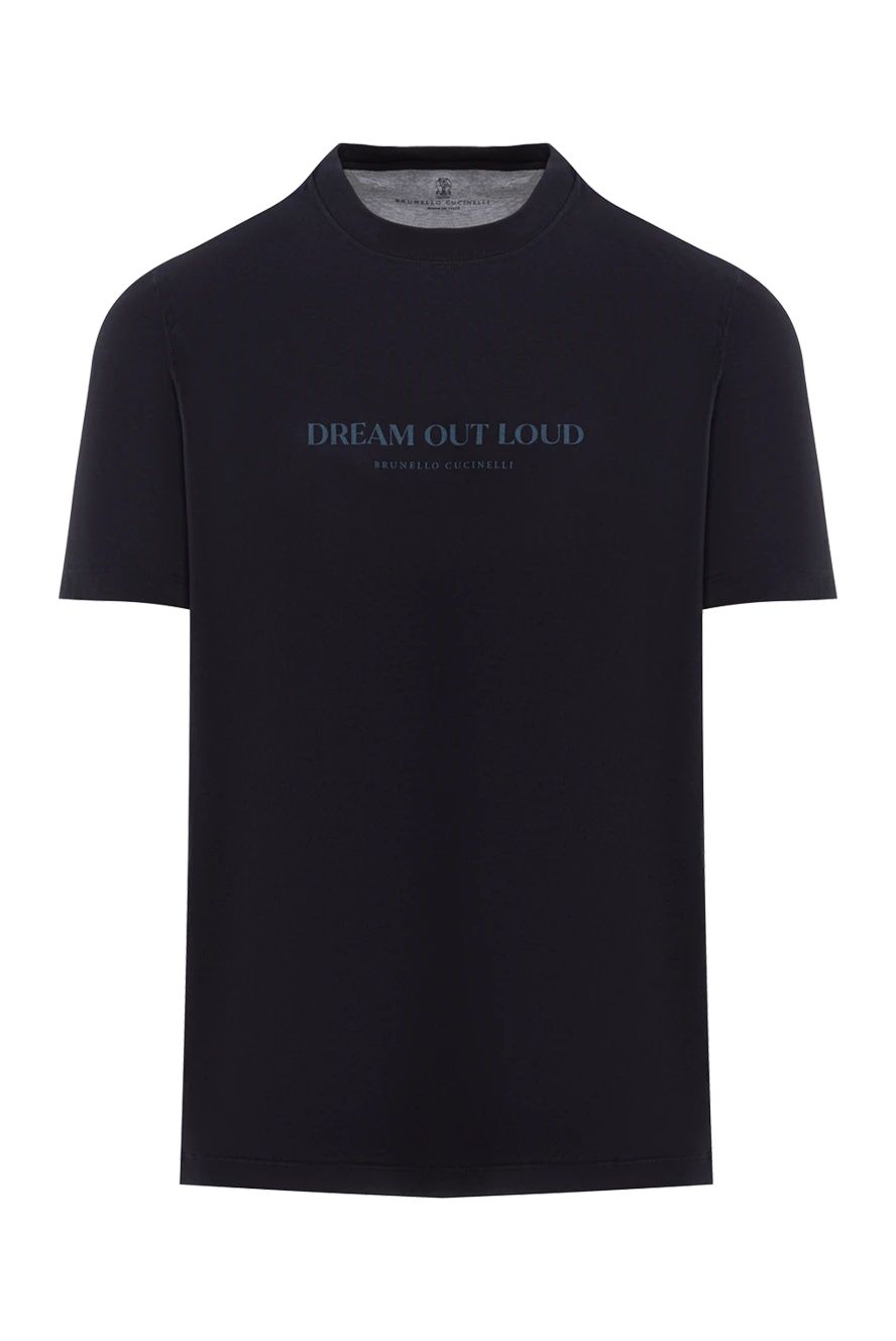 Brunello Cucinelli men's t-shirt dark blue with print dream out loud 188711 - photo 1