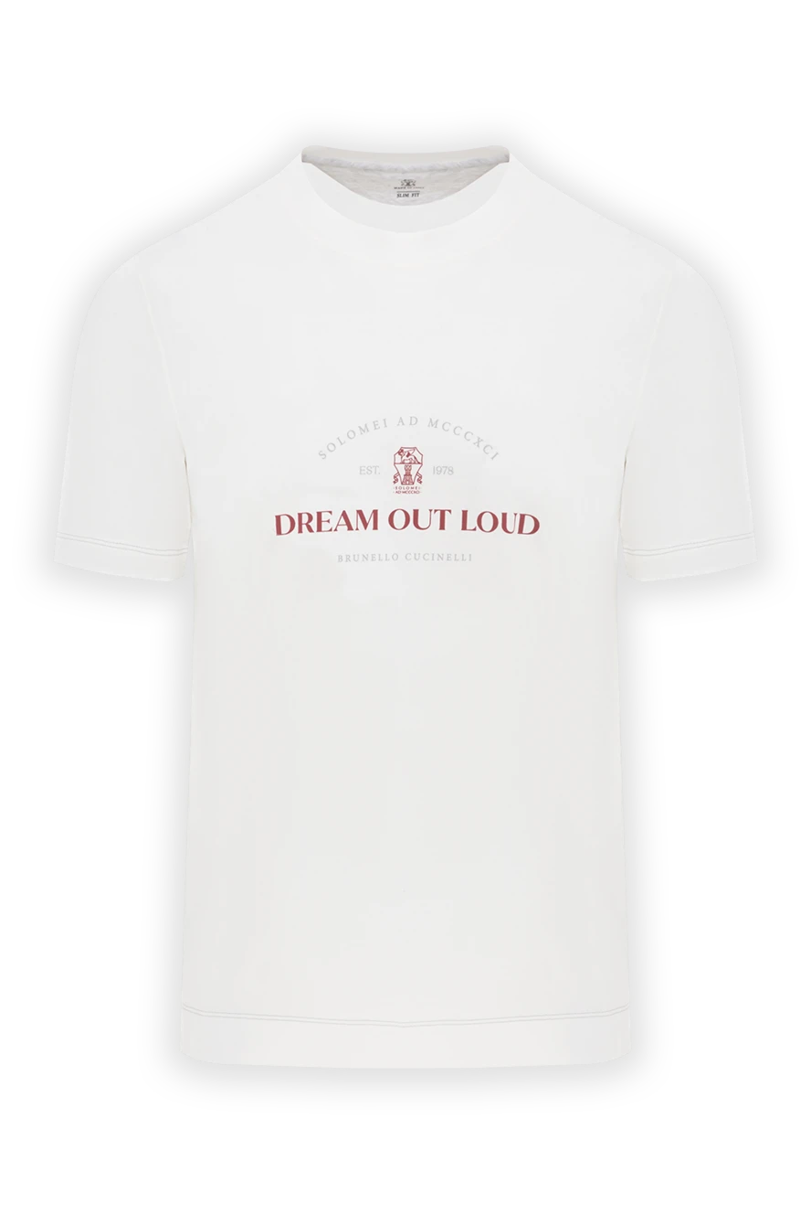 Brunello Cucinelli men's white cotton t-shirt with logo 188715 - photo 1