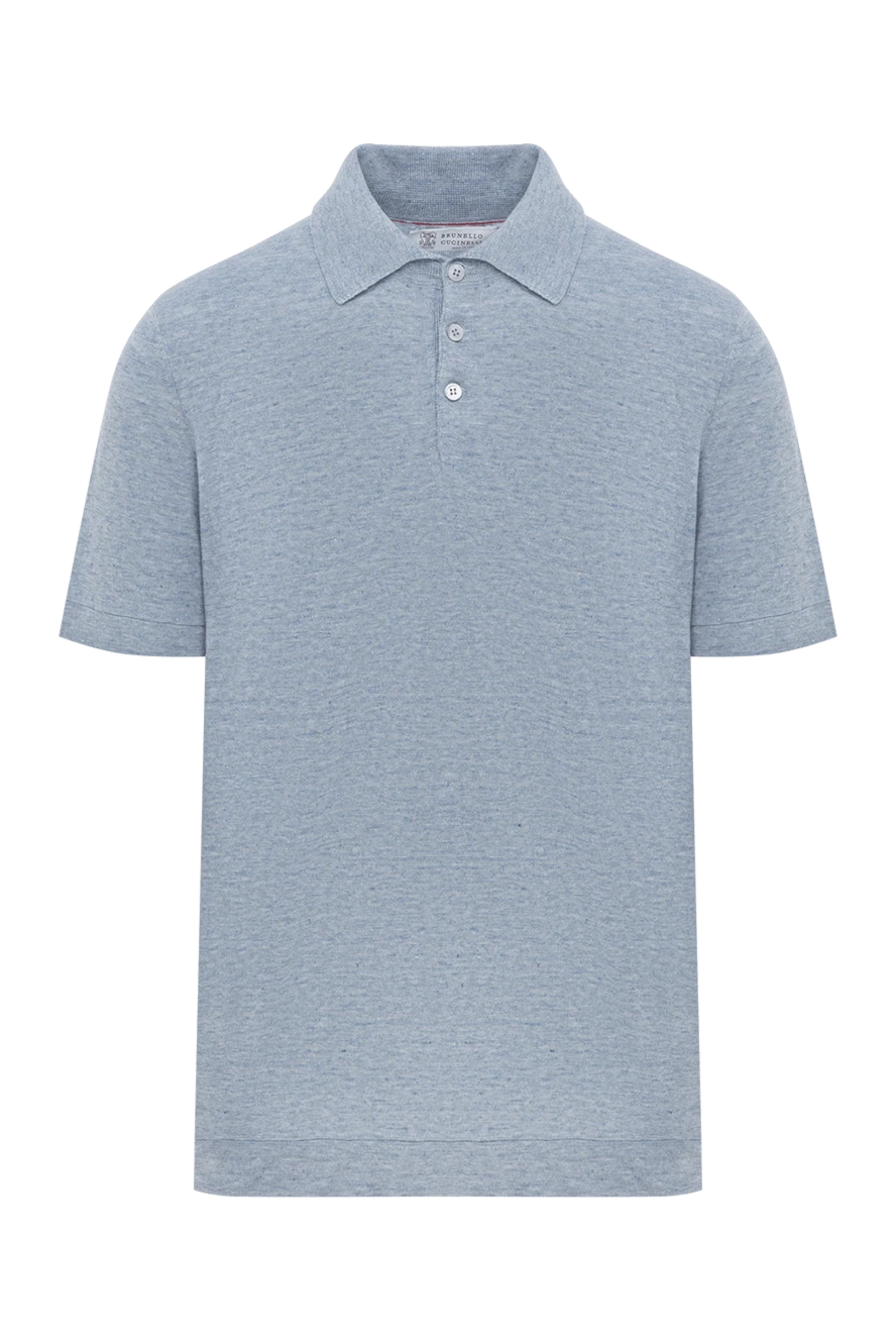 Brunello Cucinelli men's blue melange cotton polo shirt 188747 - photo 1