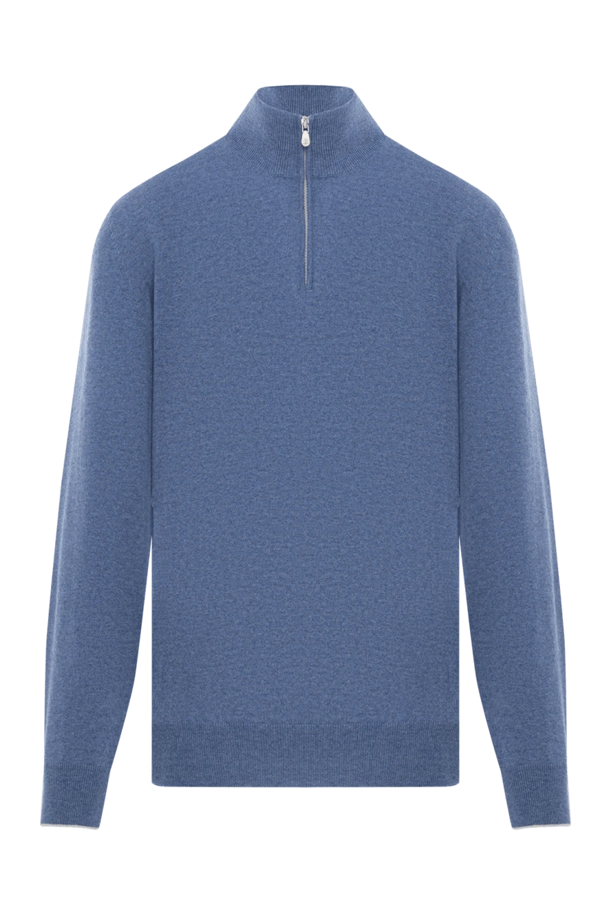 Brunello Cucinelli cashmere turtleneck trouser with half zip fastening in blue 188762 - photo 1