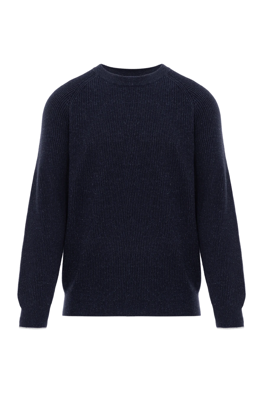 Brunello Cucinelli men's blue ribbed jumper with raglan sleeves 188770 - photo 1
