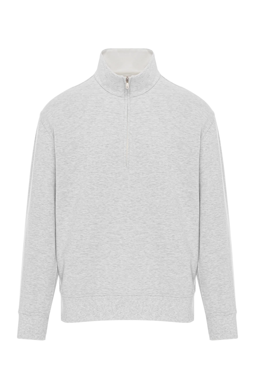 Brunello Cucinelli світшот світло-сірий трикотажний з укороченою блискавкою 188778 - фото 1