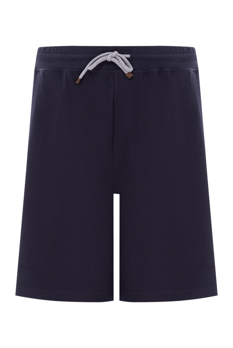Brunello Cucinelli бавовняні сині шорти з еластичним поясом та задніми клапанами 188789 - фото 1