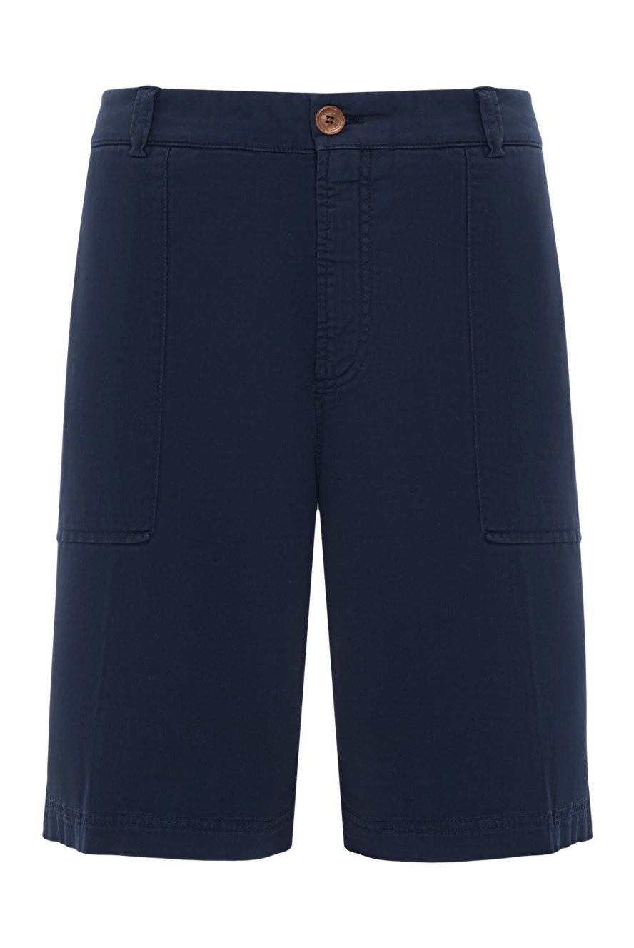 Brunello Cucinelli шорты-бермуды из хлопка мужские на пуговице синего цвета 188806 - фото 1