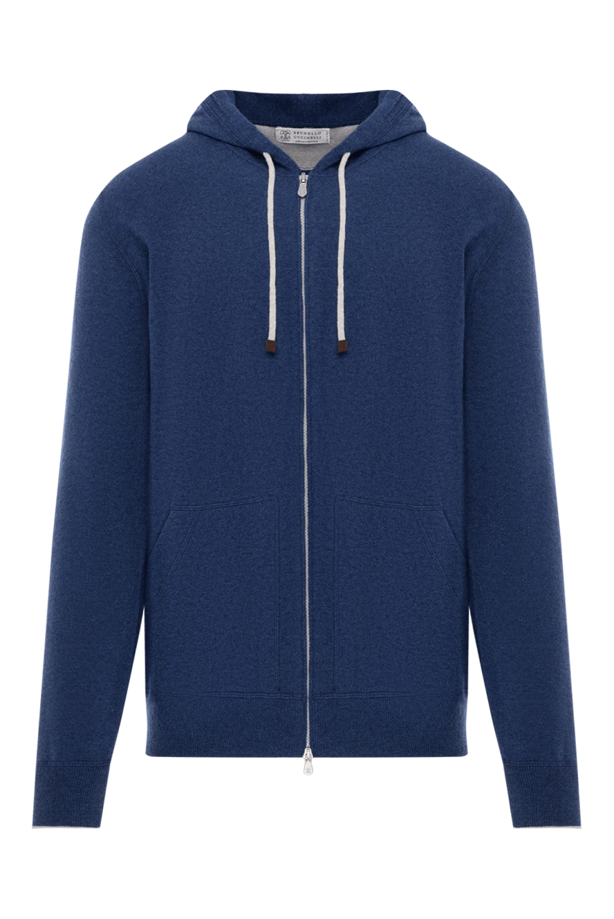 Brunello Cucinelli blue cashmere cardigan with zip hood 188818 - photo 1