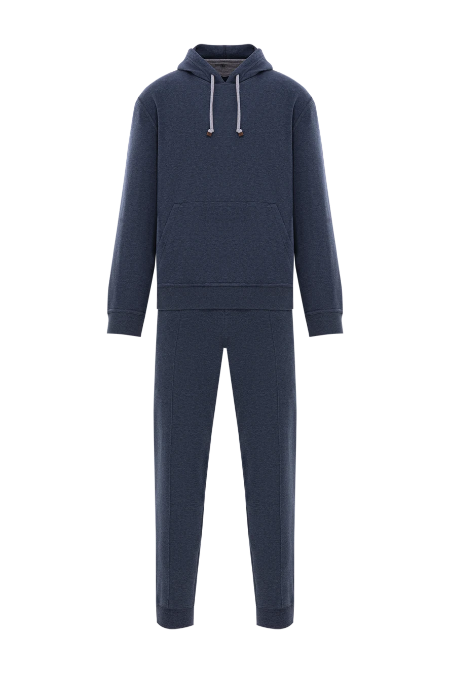 Brunello Cucinelli спортивный костюм из хлопка с капюшоном и карманом-кенгуру синий 188827 - фото 1