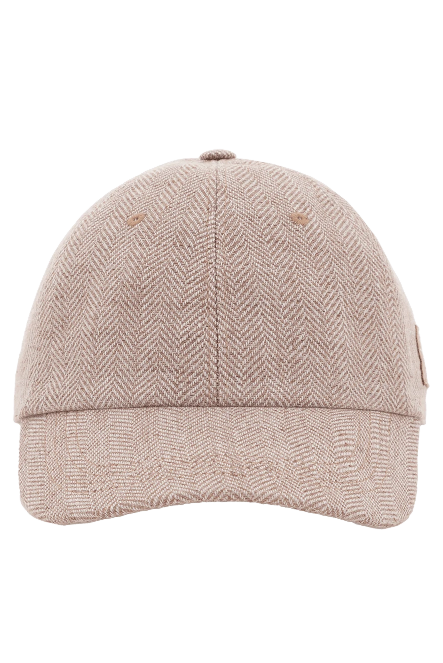 Brunello Cucinelli beige baseball cap made of linen, wool and silk with a herringbone pattern 188840 - photo 1