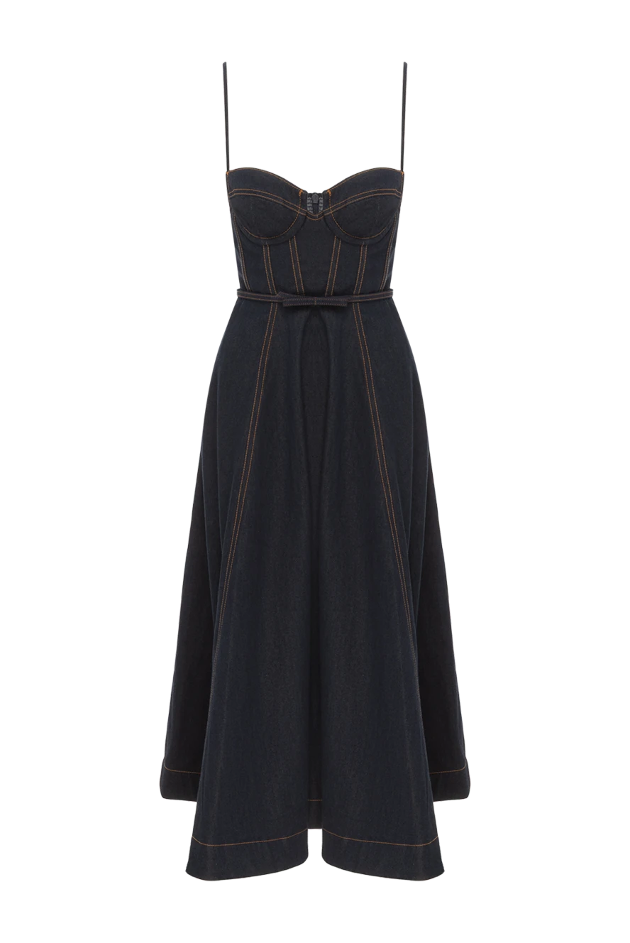 Zimmermann платье-корсет crush denim из хлопка синее 188863 - фото 1
