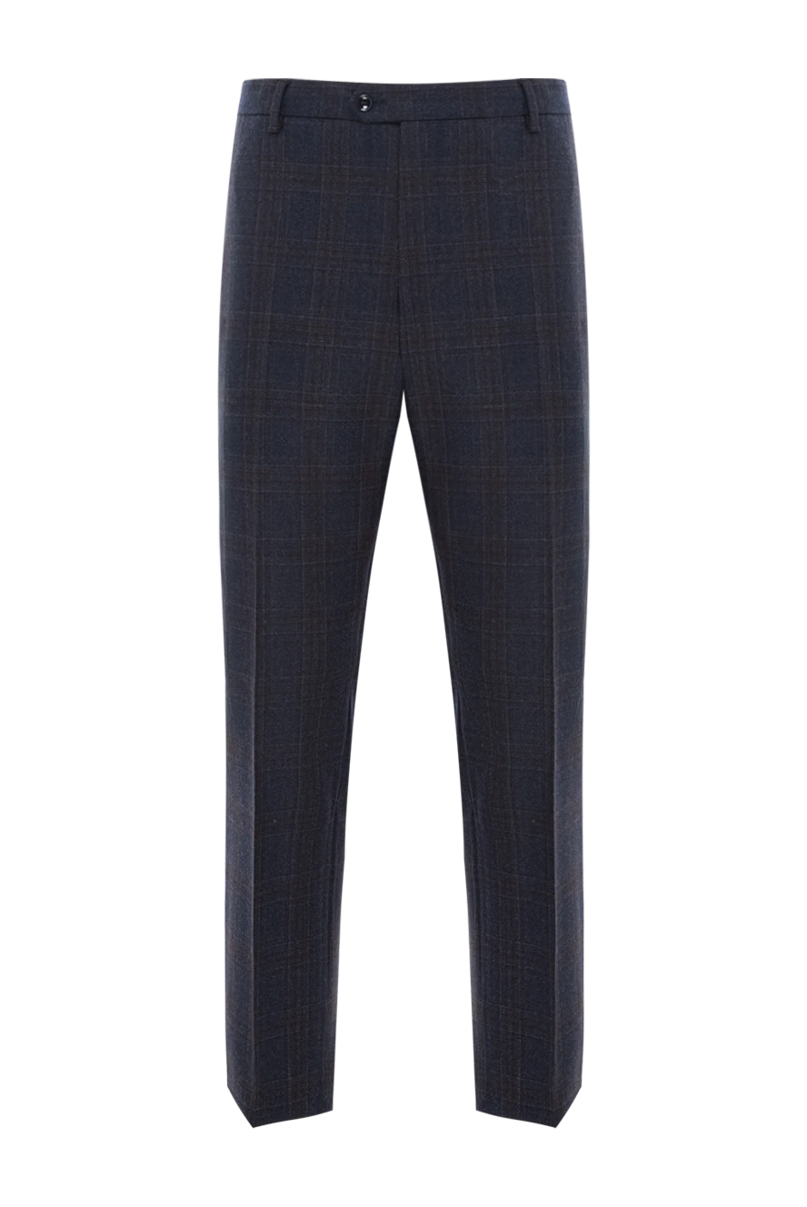 Sartoria Latorre вовняні чоловічі штани в клітинку синього кольору 188889 - фото 1