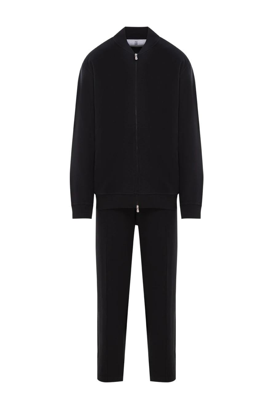 Brunello Cucinelli костюм трикотажний чоловічий чорний з джоггерами на блискавці 188900 - фото 1