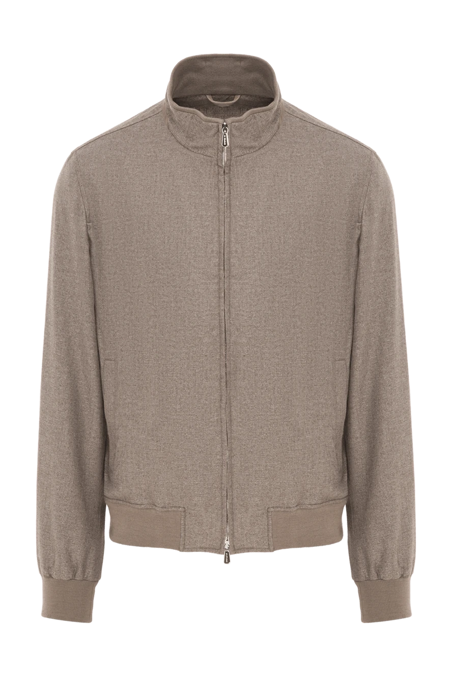 Enrico Mandelli кашемірова куртка-бомбер на блискавці коричнева 188903 - фото 1