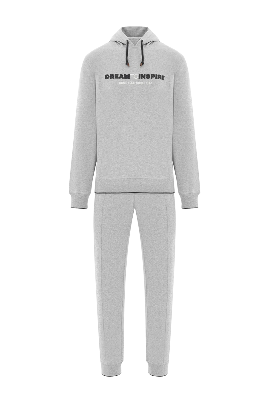 Brunello Cucinelli чоловічий спортивний костюм сірий меланж із бавовни з капюшоном 188904 - фото 1