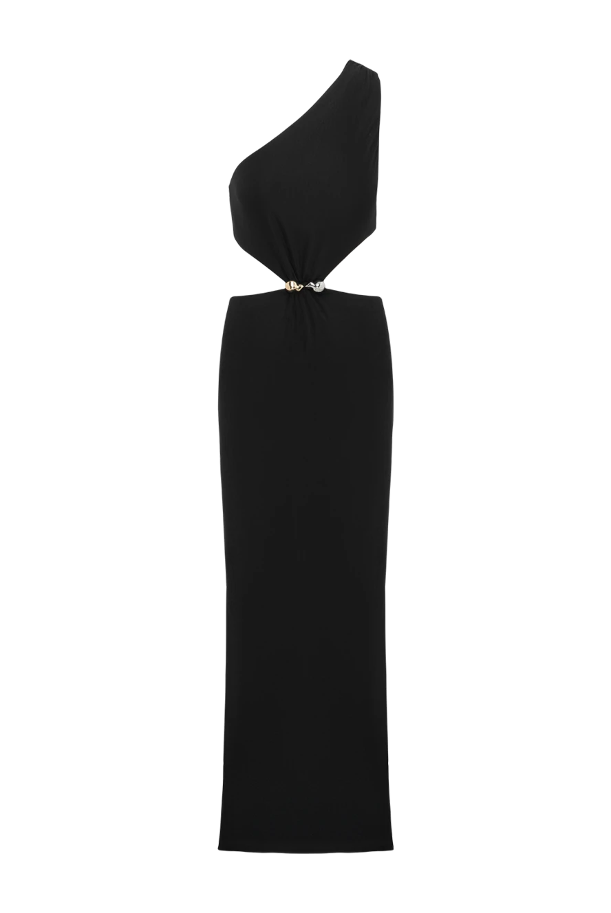 Moeva фиолетово-черное фактурное макси-платье на одно плечо 188937 - фото 1