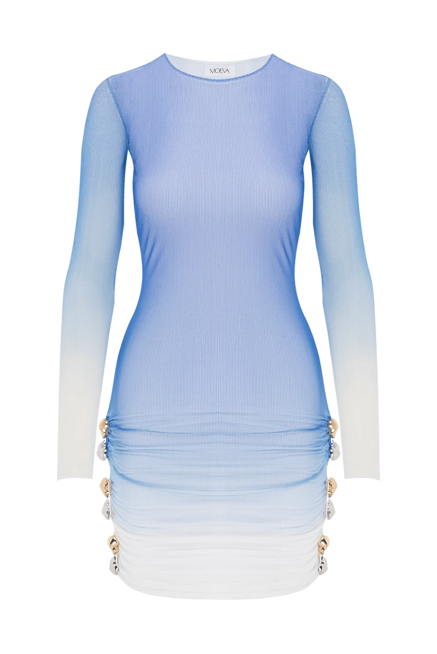 Moeva приталенное платье мини с полупрозрачными рукавами и драпировкой голубое 188950 - фото 1