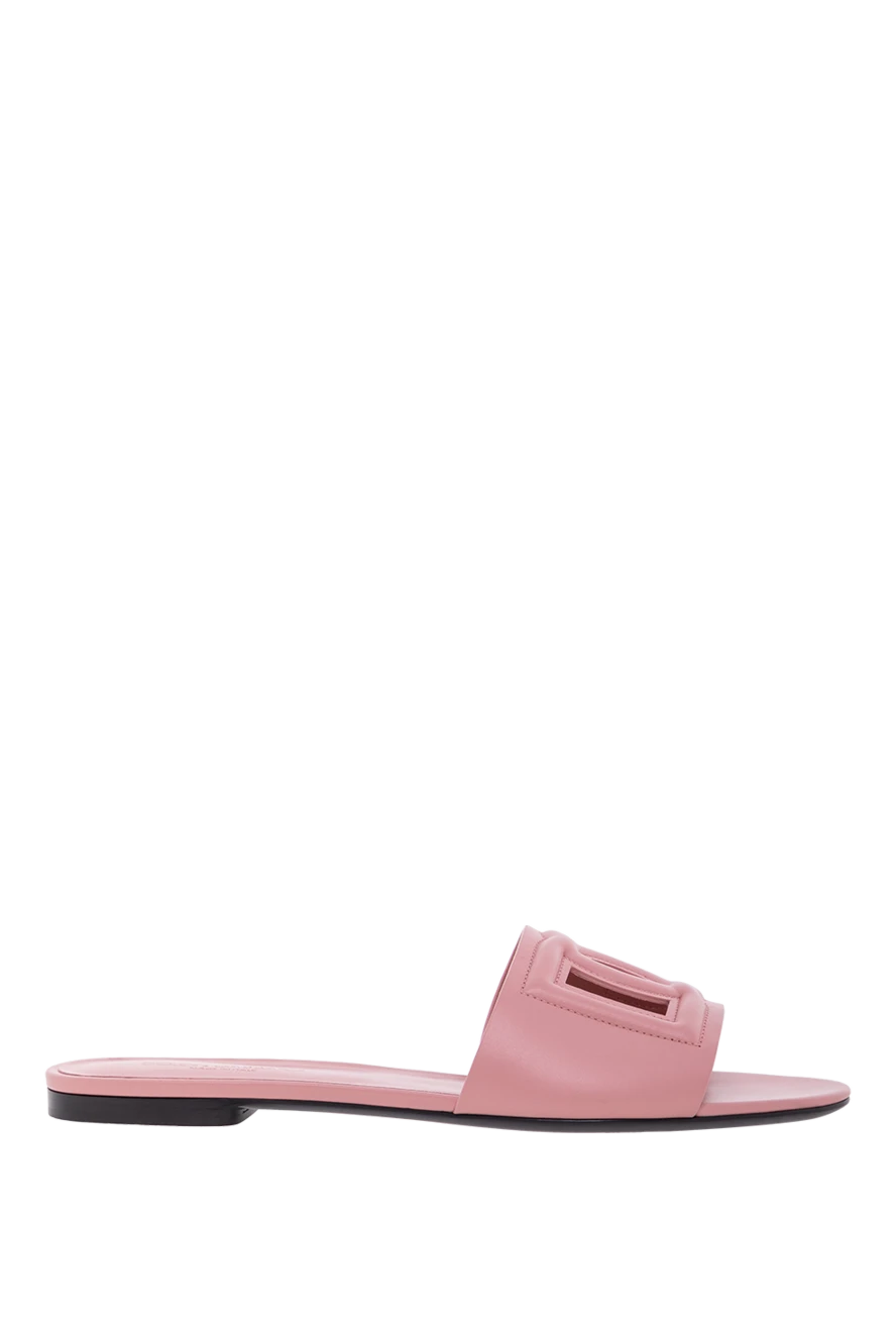 Dolce & Gabbana шльопанці з телячої шкіри з логотипом dg рожеві 188986 - фото 1