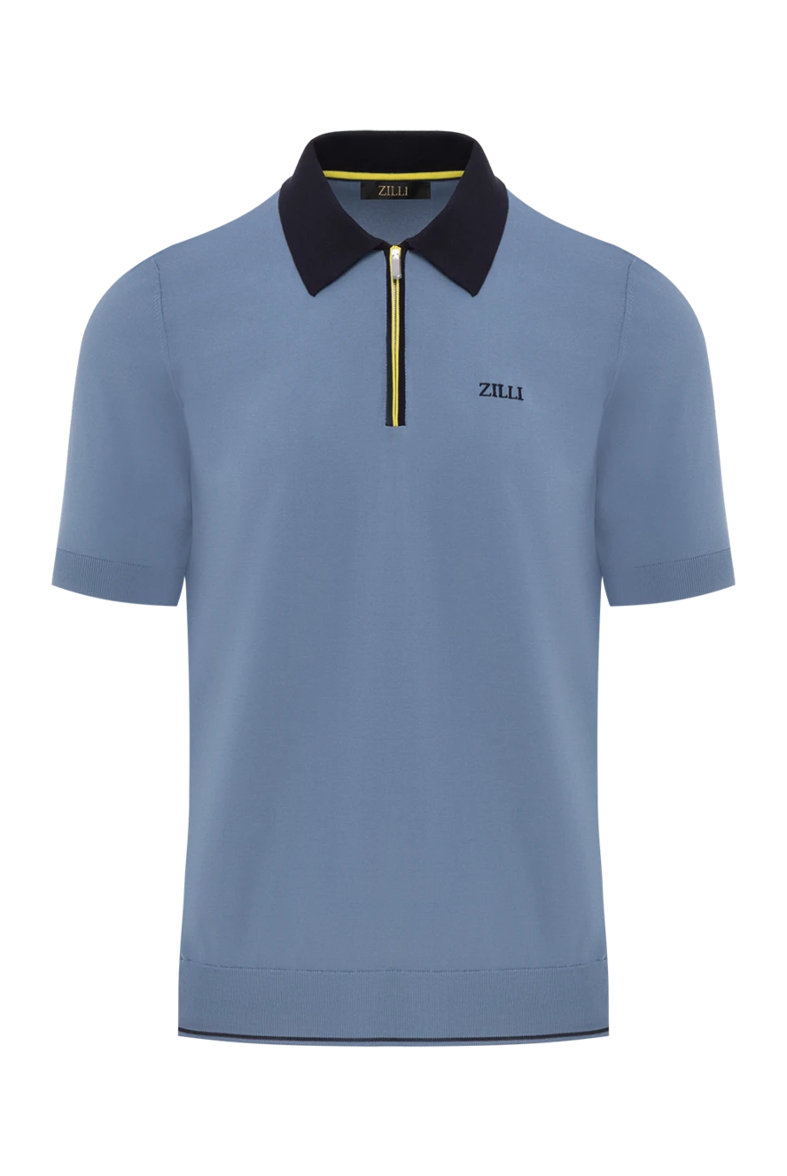 Zilli pale blue onyx zip up polo with contrast collarcotton 189013 - photo 1