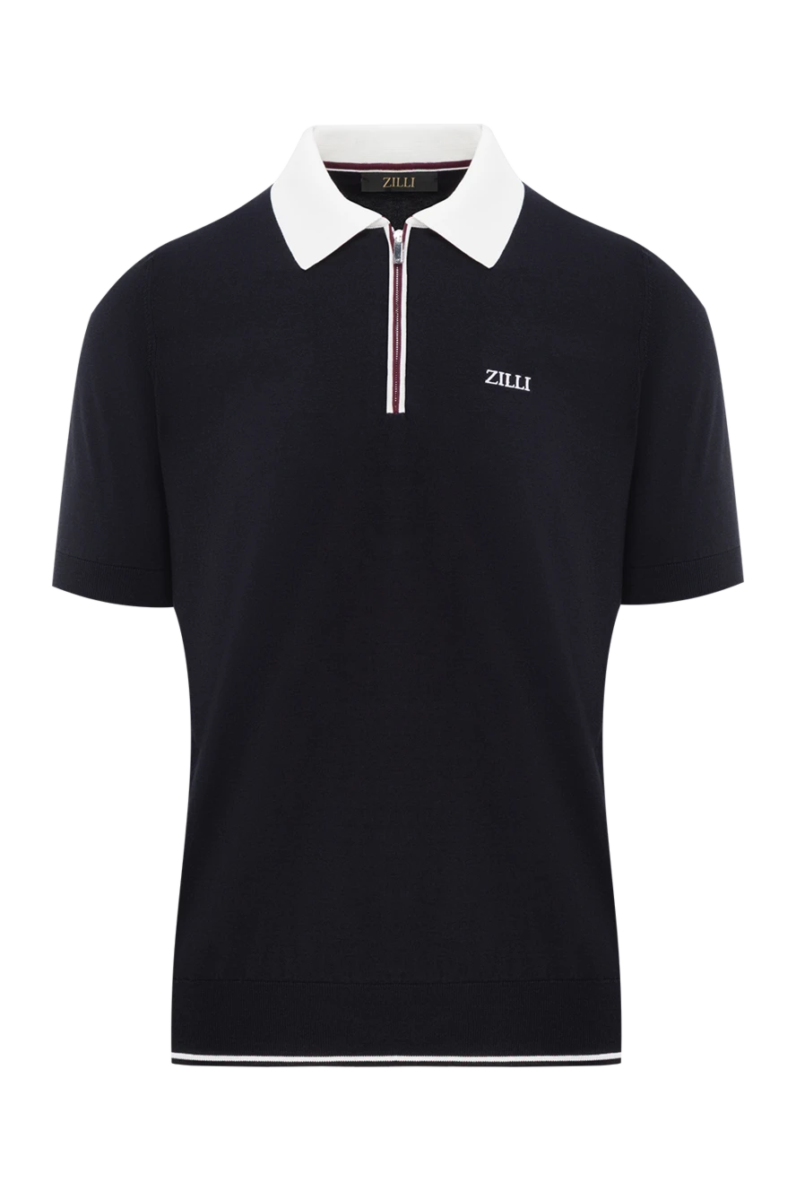 Zilli поло на блискавці темно-синього кольору zilli golfз бавовни 189014 - фото 1