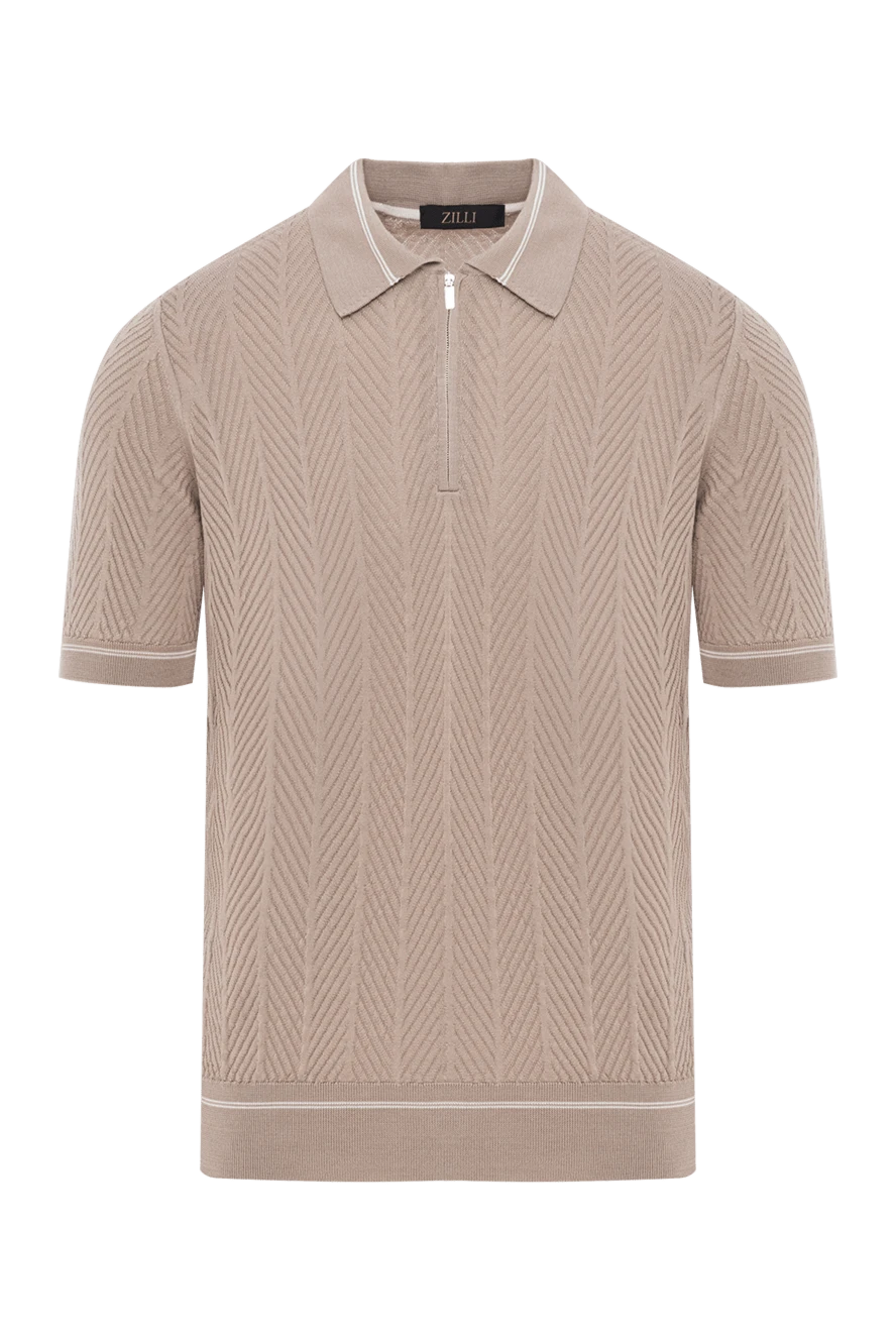 Zilli поло на молнии бежевого цвета с вязаной структуройиз шелка 189015 - фото 1