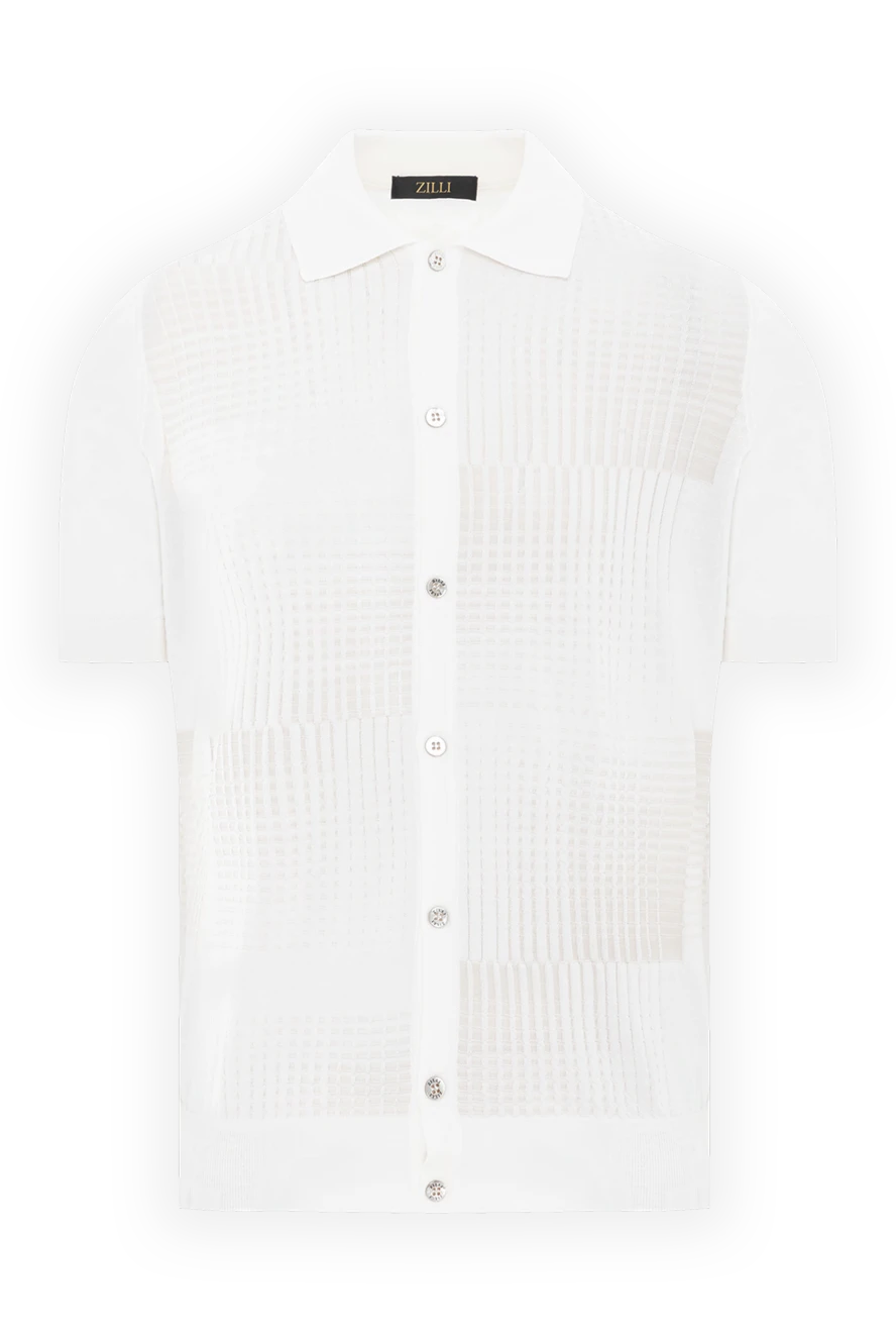 Zilli літнє поло на удзиках з текстурним візерунком із шовку та бавовни 189025 - фото 1
